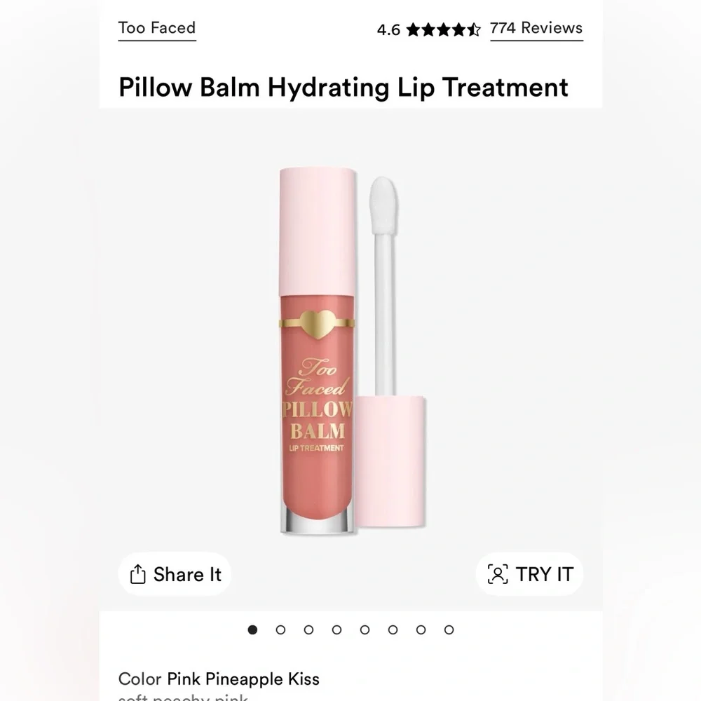 Too Faced Pillow Balm Lip Treatment in Shade Pink Pineapple Kiss